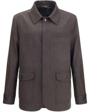 Brioni Giacca Con Motivo A Spina Di Pesce - Grigio