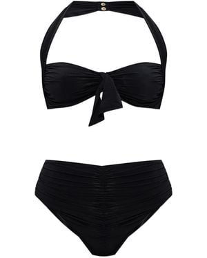 Balmain Bikini Con Ruches - Nero