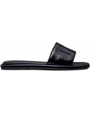Tory Burch Double T Patent-Leather Sandals - White
