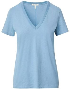 Rag & Bone Slub-Texture V-Neck T-Shirt - Blue
