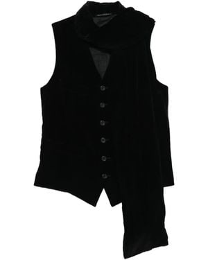 Yohji Yamamoto Velvet-Finish Vest - Black