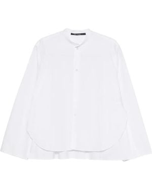 Sofie D'Hoore Band-Collar Curved-Hem Shirt - White