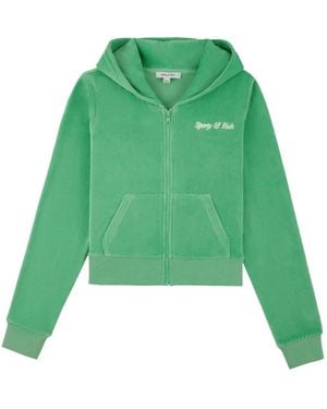 Sporty & Rich Italic Logo Cotton Hoodie - Green