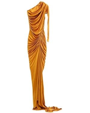 Atlein Draped One-Shoulder Gown - White