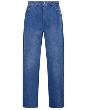 Litkovskaya Frayed High-Rise Straight-Leg Denim Jeans - Blue