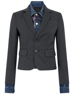 DSquared² Pinstripe Hybrid Tailored Jacket - Blue