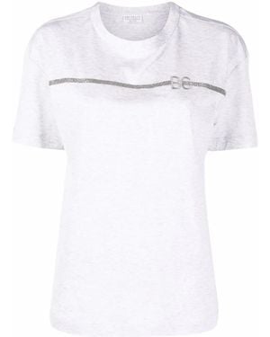 Brunello Cucinelli T-Shirt Con Ricamo - Bianco