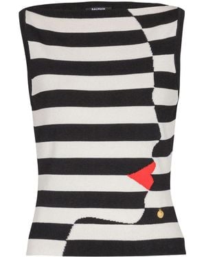 Balmain Mariniere ニットトップ - ブラック