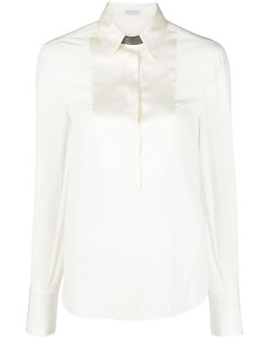Brunello Cucinelli モニーレトリム トップ - ホワイト