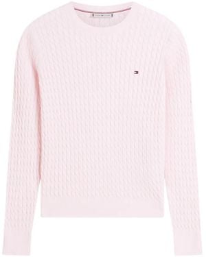 Tommy Hilfiger Pull En Maille Torsadée - Pink