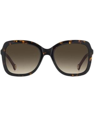 Carolina Herrera Her Square-Frame Tortoiseshell-Effect Sunglasses - Gray