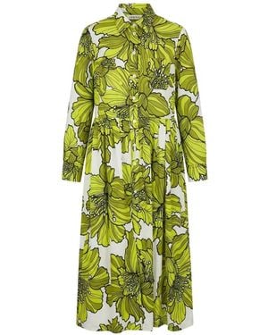 ODEEH Abito Midi Hibiscus A Fiori - Verde