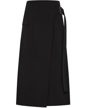 St. Agni Belted Wrap Midi Skirt - Black