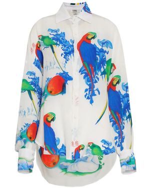 Amir Slama Camisa Con Loros Estampados - Azul