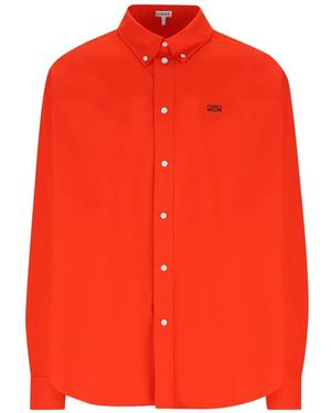Loewe Logo-Embroidered Button-Down Shirt - Orange