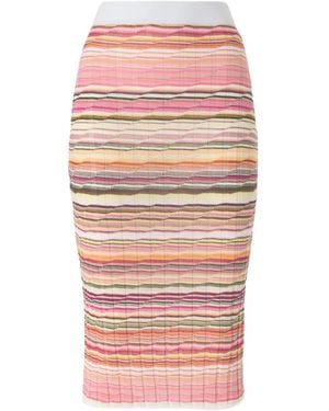 Missoni Striped Ribbed Midi Skirt - Pink