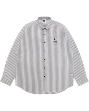 Aape By A Bathing Ape Logo-Embroidered Shirt - Grey