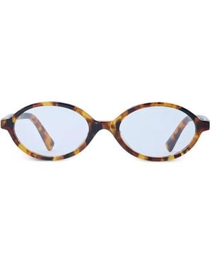 Miu Miu Lunettes De Soleil Ovales À Plaque Logo - Bleu