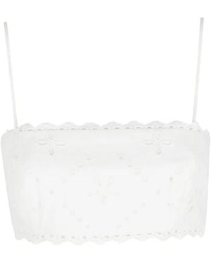Hemant & Nandita Haut Kota Bandeau À Broderie Anglaise - White