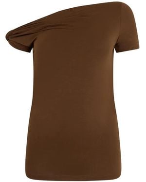 7 For All Mankind Twisted-Shoulder T-Shirt - Brown