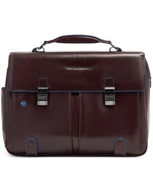 Piquadro Leather Laptop Bag - Purple