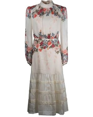 Saloni Jacqui Floral-Print Tiered Dress - Gray