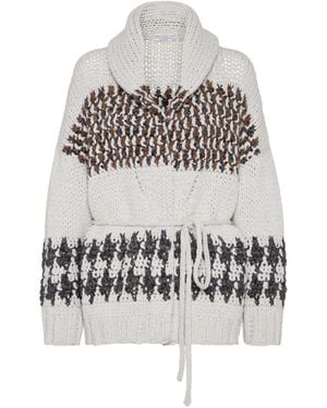 Brunello Cucinelli Vest Met Sjaalkraag - Grijs