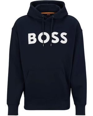 BOSS Hoodie mit Logo-Print - Blau