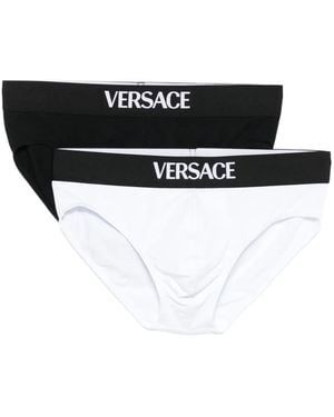 Versace Logo-Waistband Briefs (Pack Of Two) - Black