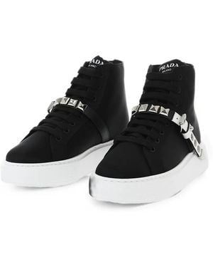 Prada Studded High-Top Trainers - Black