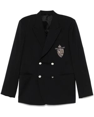 Fendi Straight-Cut Double Breasted Wool Jacket Clothing - Black
