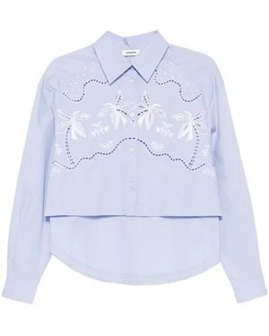Sandro Shirt Met Geborduurd Detail - Wit