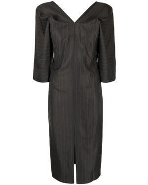 Litkovskaya Striped Wool-Silk Dress - Black