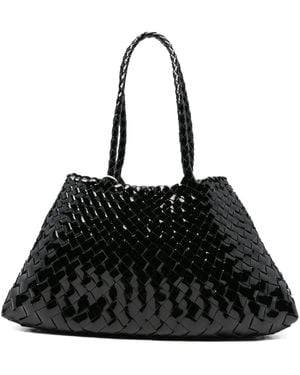 Dragon Diffusion Patent-Leather Woven Tote Bag - Black