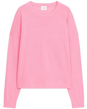 Closed Crew Neck Long-Sleeve Sweater - Pink