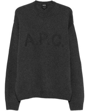 A.P.C. Logo-Intarsia Crew-Neck Sweater - Black