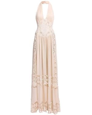 Elie Saab Macramé-Panel Halter-Neck Maxi Dress - White
