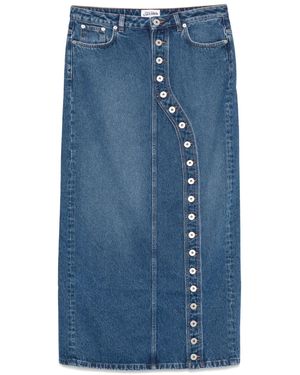 Jean Paul Gaultier Asymmetric Denim Midi Skirt - Blue