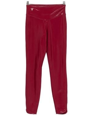 MACRON Metallic-Effect Logo-Patch Performance Leggings - Red