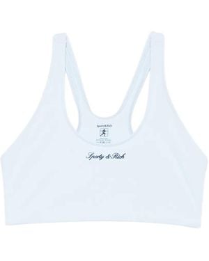 Sporty & Rich Logo-Detail Racerback Sports Bra - White