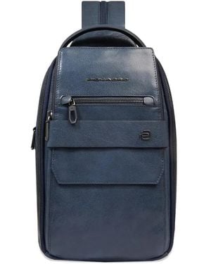 Piquadro Convertible Zip-Pocket Backpack Bag - Blue