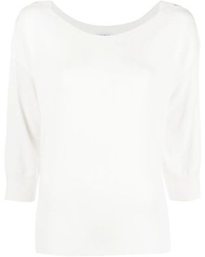 Malo Fine-Knit Short-Sleeve Top - White