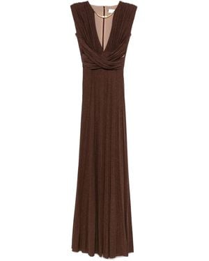 Elisabetta Franchi Pleated Cross-Detail Dress - Brown