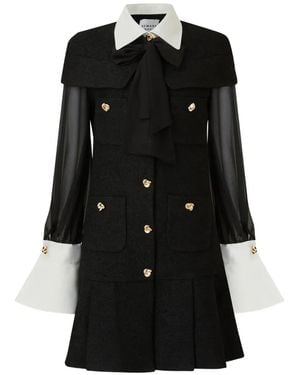 Edward Achour Paris Bow-Detail Pleated Button-Up Mini Dress - Black