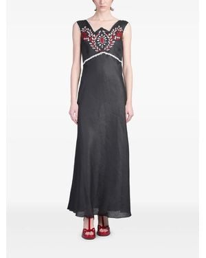 Holy Caftan Embroidery-Detail Maxi Dress - Black