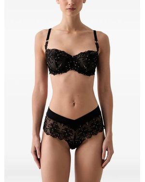 Chantelle Embroidered Mesh Bra - Black