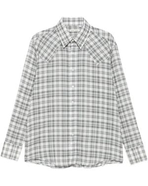 Carter Young Plaid Button-Up Shirt - White