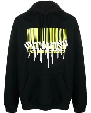 VTMNTS Barcode-Print Long-Sleeve Hoodie - Black