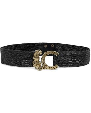Lola Casademunt Leopard-Motif Woven Belt - White