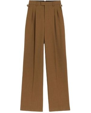 Ami Paris Wide-Leg-Hose mit Bundfalten - Natur